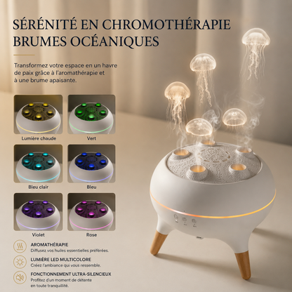 Diffuseur d'huiles essentielles médusa arc-en-ciel & Humidificateur Ultrasonique